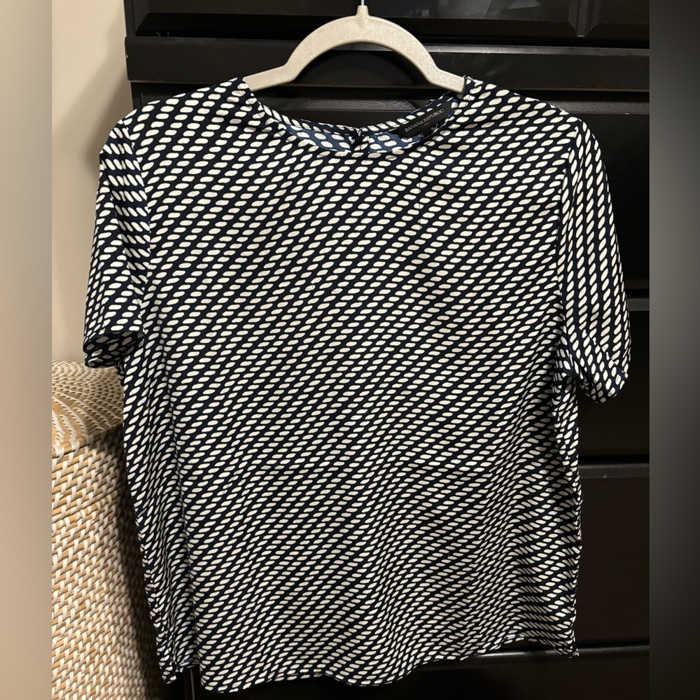 Navy blue blouse with white print